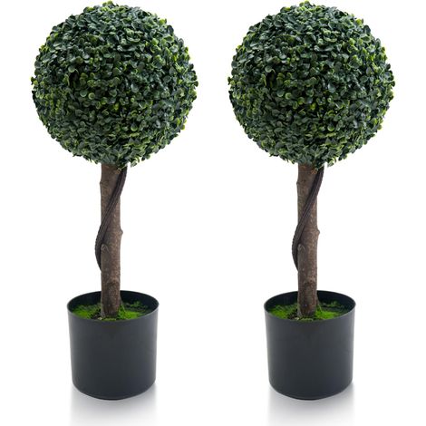 Topiaire artificiel réaliste en buis – Lot de 2 plantes décoratives UV résistantes, sans entretien – Pour intérieur/supplémentaireérieur, maison, terrasse, jardin