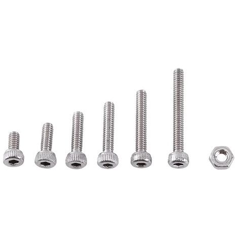 250 pièces Vis à tête hexagonale M2 avec écrous assortis en acier inoxydable A2 (tête cylindrique) (1/5)