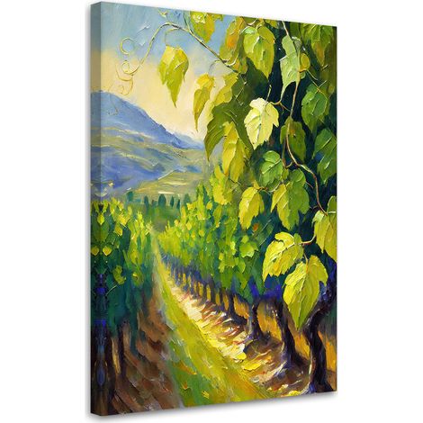 Tableau sur toile Tableau sur toile Feuilles de raisin de vigne peintes 40x60 (1/5)