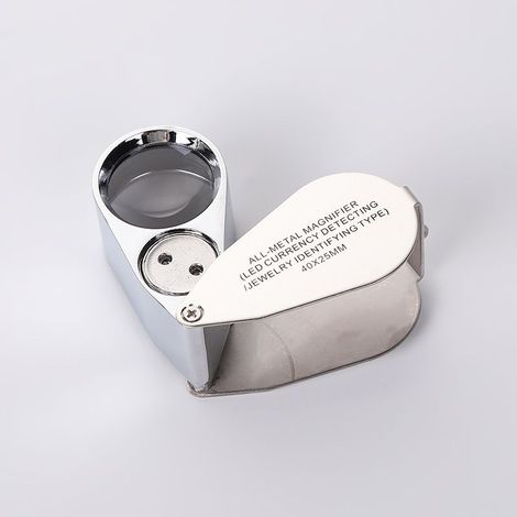 Lupa de joyero con LED - Lente de aumento acrílica de 40x25 mm - Lupa de bolsillo de 40x - Lupa de lectura acrílica plegable (1/5)