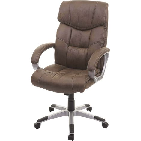 Fauteuil chaise de bureau sur roulettes avec accoudoirs pivotant tissu aspect daim gris foncé 040001807