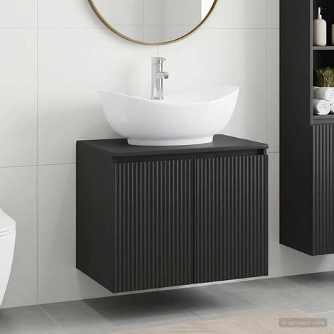 vidaXL Bathroom Furniture Set Black Engineered Wood (1/5)