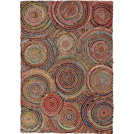 Tapis multicolore à spirales en coton tissé main - 170 x 120 cm (1/5)