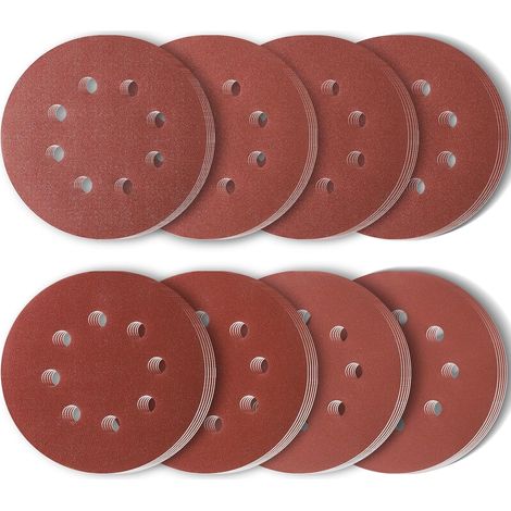 40 Pièces 8 Trous Disques Abrasifs 125mm Grain Mixte Disque Poncage (1/5)