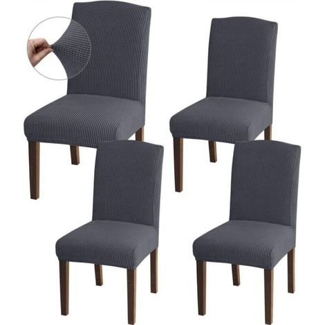 Set of 4 stretchable, universal, removable dining chair covers for dining rooms, kitchens, restaurants and hotels (set of 4, grey) (1/5)