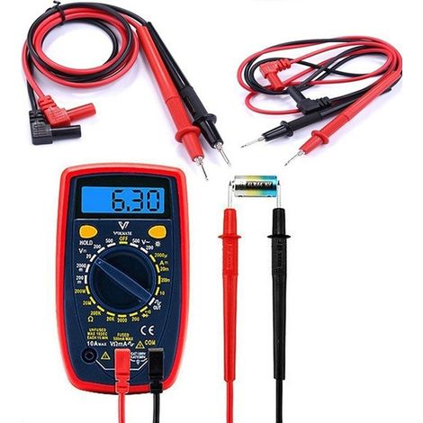 Multimètre Numérique Portable, Testeur Électrique Multifonctions 2000, Voltmètre, Ampèremètre, Ohmmètre, Testeur de Tension AC/DC, Courant DC, Résistance, Continuité, Diode (1/5)