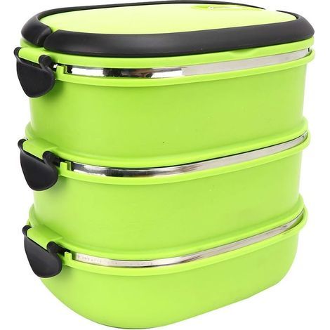 1 Boîte à repas, acier inoxydable, trois couches, isotherme, 2700 ml, pique-nique