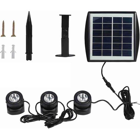 Lampe Solaire Extérieur Étanche 2200mAh Éclairage Paysager Piscine Jardin LED 3 Têtes Réglables Autonomie 20h (1/4)