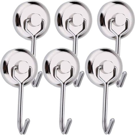 6pcs Crochet magnétique, rotation 360°, néodyme 15kg, sans perçage, cuisine garage bureau (1/5)