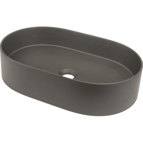 Lavabo ovale en granit à poser anthracite métallisé 35x55 cm - Delia