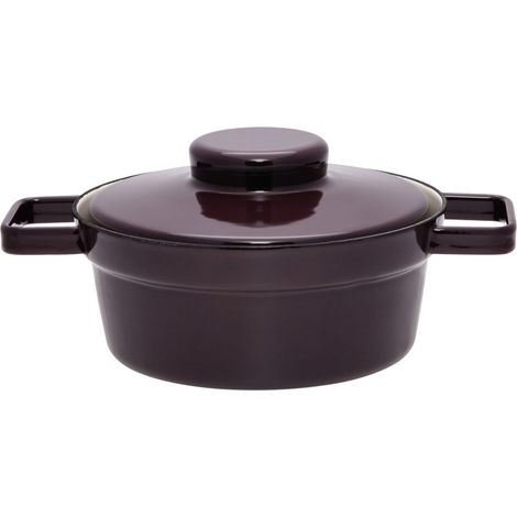 Cacerola Riess Aromapod con tapa Ø20cm 1,2 litros Esmalte berenjena oscuro