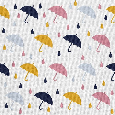 Telas decorativas para exteriores estilo oxford con motivos de paraguas y gotas de lluvia. (1/5)