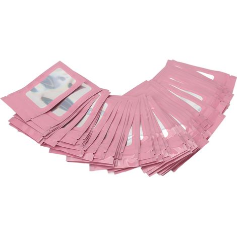 100 sachets zip hermétiques holographiques réutilisables pour aliments avec trou de suspension, rose, étanches et pratiques (1/5)