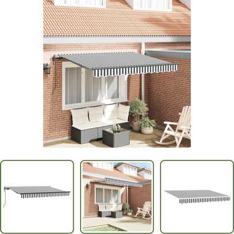 Markise Garten - Einziehbare Markise Anthrazit 350 x 200 cm Stoff (1/5)