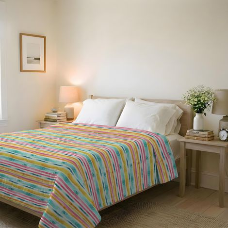 Couvre-lit matelassé d’été Ligne Basic en Microfibre Douce imprimée – Couette Printemps-été mi-Saison – Fez, Double 250x240 cm (1/5)