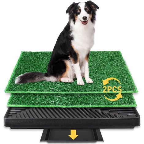 76 x 51 cm Toilette pour Chien, Bacs à Litières pour Chiens, Litiere Chien avec Deux Tapis en Gazon Artificiel (1/5)