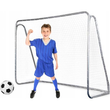 Portería de fútbol grande y sólida de metal de 213x150x90 cm con red de entrenamiento. (1/5)