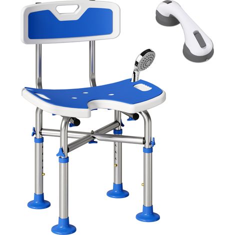 HOMCOM Shower Chair with U-Shaped Cutout, Height Adjustable Shower Chair
