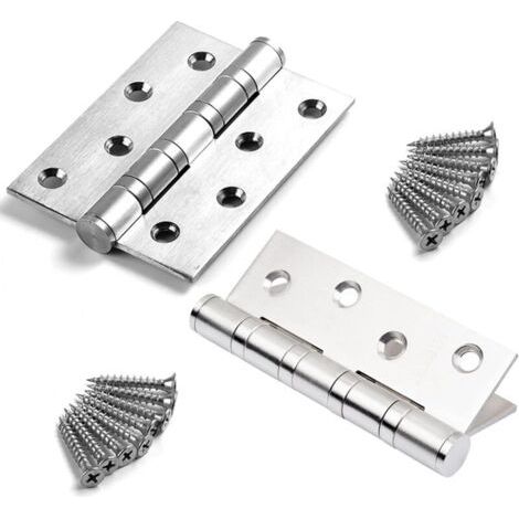 QORVA-Lot de 2 charnières de porte robustes, charnières extérieures en acier inoxydable, charnières pour portes en bois, charnières en acier inoxydable, connecteurs pour meubles, quincaillerie, armoir