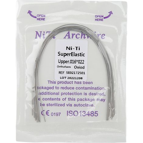 50 fils orthodontiques rigides en NiTi (0,016 x 0,022 pouce) pour appareils dentaires inférieurs (1/5)