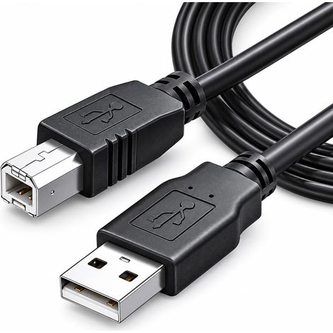 Câble d'imprimante, câble USB 2.0 type A vers type B, compatible avec HP, Epson, Canon, Brother, Lexmark, Scanner, Disque dur, Photographie numérique, Noir, 1,80 m