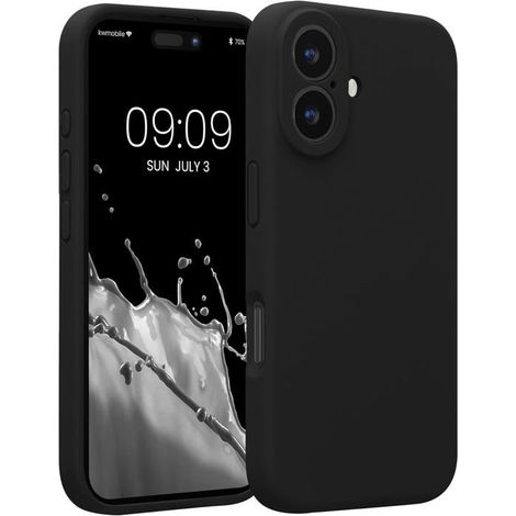 Ecleanfy - Housse Compatible avec Apple iPhone 16 Coque - Housse de téléphone Protection Souple en TPU Silicone - Noir