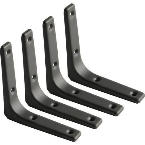 Équerre Étagère Murale, Équerre Métal Mat Noir, Support Étagère Métal pour Déco Cusine, Équerre Charge Lourde, 100mm100mm, 4pcs (1/5)