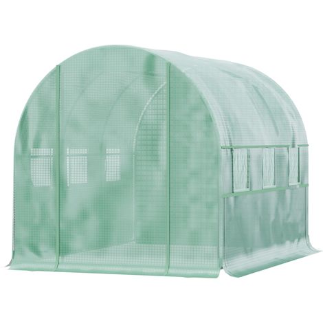 Outsunny Serra a Tunnel per Orto 3x2x2 m in Acciaio Zincato e PE Verde