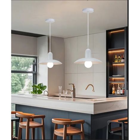 2x Lustre Suspension Moderne Industriel,Lampe de Plafond Vintage en Metal Abat-jour Design Chapeau 30cm Plafonnier pour Salon (1/5)