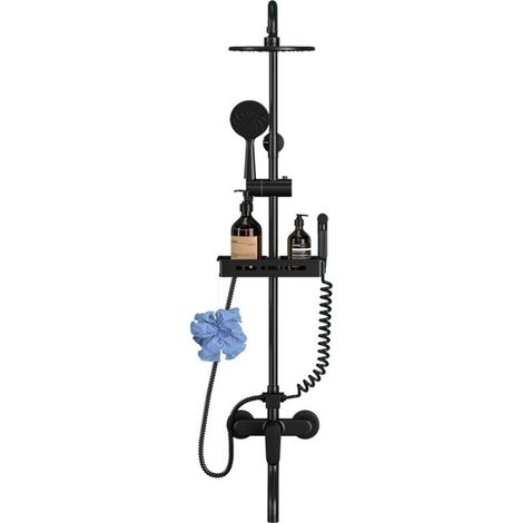 Système de douche haute pression, ensemble de robinetterie de douche murale pour salle de bain, pommeau de douche amovible avec tuyau extensible en acier inoxydable de 59 pouces et support d