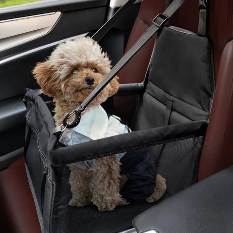 Ecleanfy - Panier Chien Voiture Oxford, Respirant Lavable Siège Auto, Pliable Caisse Transport pour Petits Animaux de Compagnie40 32 24cm