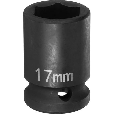Douille à Choc 6 Points 17mm Douille Métrique 1/2" Entraînement Carré 1.5" (38mm) Long Douilles Hexagonales pour Écrous d'Axe de Broche en Acier Cr-Mo Phosphaté, Noir (1/5)