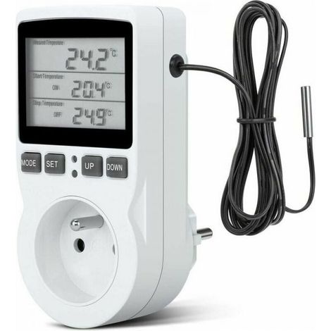 Prise programmable -Prise Thermostat, Prise Minuteur Digital, Prise Programmable Digitale avec Sonde, Minuterie Numérique Programmable, Prise Thermostat chauffage pour Serre, Aquarium (1/4)