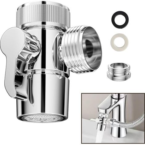 3-Wege-Duschumstellventil mit M22-M24, M22-G1/2-Adapter, Absperrventil, drehbarer Mutter für einfache Montage, Umstellventil für Küchen- und Badezimmerarmaturen
