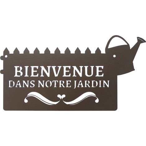 LOUIS MOULIN Pancarte décorative en métal "Bienvenue" - 31x16,5cm - fer vieilli