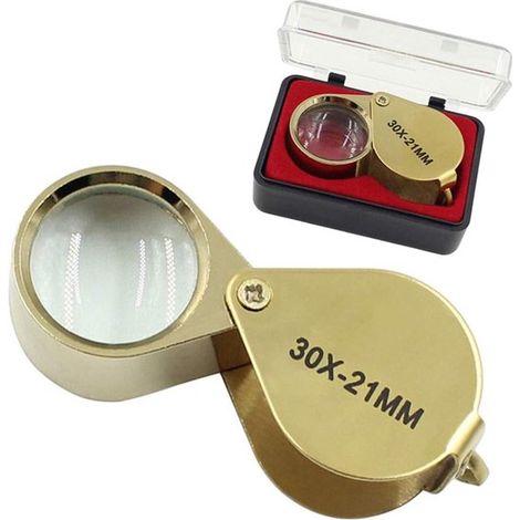 Loupe de lecture pliable - 6 x 2,3 cm - Loupe de poche, grossissement x30 - Portable - Matériau métallique (1/5)
