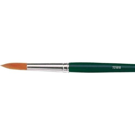 Pinceau - Nylon - Rond No 10 - Manche Bois Laqué Vert - Virole Argentée Sans Soudure - 1 Pièce