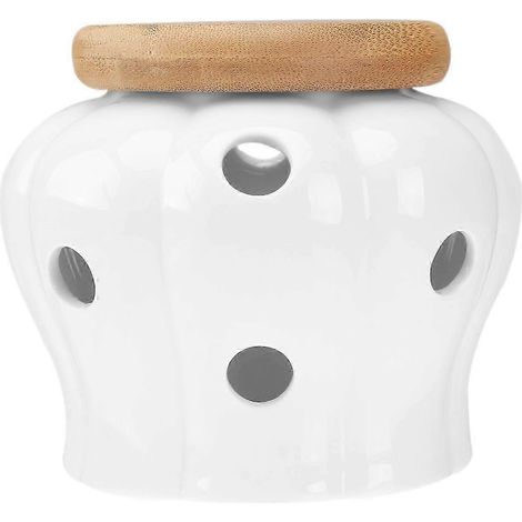 Bocaux de conservation ronds en céramique avec couvercles en bambou pour conserver l'ail et le gingembre 2025 (1/5)