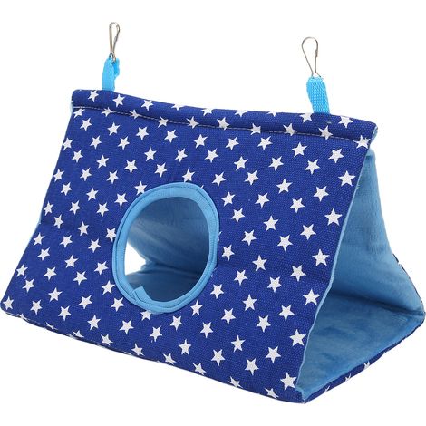 Tente suspendue pour oiseaux, lit de couchage triangulaire chaud et confortable pour perroquets avec crochets pour perruches et perruches, étoile bleue S (1/5)