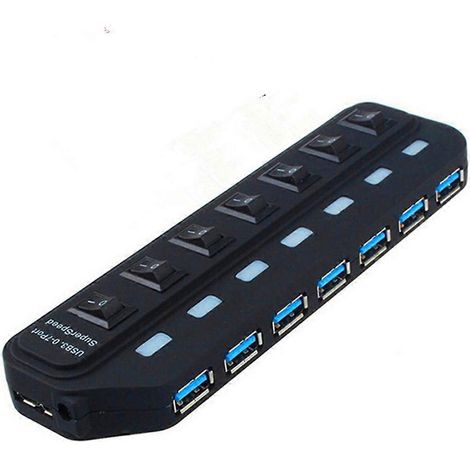 High-Speed-USB-3.0-Datenhub mit 7 USB-Anschlüssen und individuellem Netzschalter (1/5)