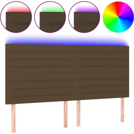Tête de lit,Panneau décoratif à LED Marron foncé 180x5x118/128 cm Tissu CFW7080067 (1/5)