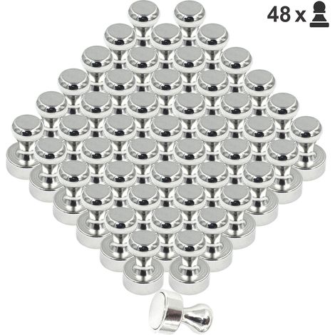 GROOFOO Aimant Neodyme pour Tableau Blanc ou Réfrigérateur - Petit Aimants Puissant Forts Punaise (Ne convient pas pour les Tableau Magnétique en Verre), Ø 12x16mm, Lot de 48 pièces (1/4)