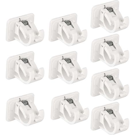 Lot de 10 supports de tringle à rideaux autocollants, sans perçage, à fixer au mur, pour la maison, la salle de bain ou l'hôtel. (1/5)
