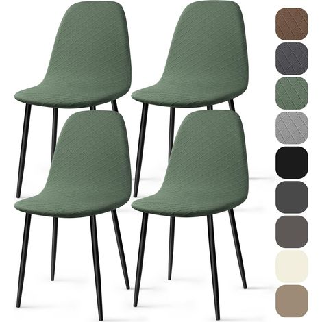 LaBlanc - Stuhlhussen für Esszimmerstühle im skandinavischen Stil, 4 Stück, moderner Jacquard-Stretch-Stuhlbezug, Stuhlhusse für Wohnzimmer, Küche, Hoteldekoration (grün, 4 Stück) (1/5)