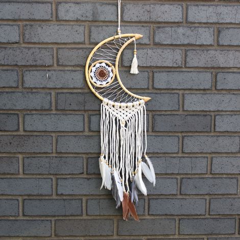 Protection Dream Cather - Macrame Moon Couleurs Assorties- Vendu par 1 (1/4)