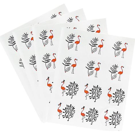 240 étiquettes rondes flamant rose (1/3)