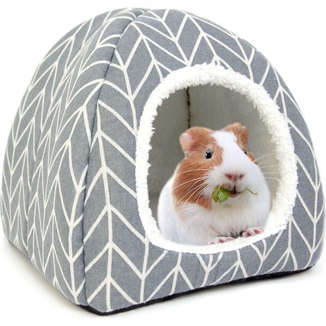 Meerschweinchenversteck, Kaninchenhaus, Höhlenzubehör, komfortabler Unterschlupf für Kaninchen, Igel, Frettchen und andere Kleintiere (grau)