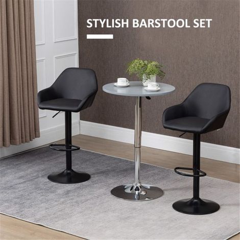 Set of 2 Adjustable Swivel Bar Stools with PU Leather and Steel Base for Home Bars and Kitchens,Easy Assembly,360° Rotation