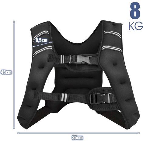 Gilet lesté 8 kg en néoprène avec sangles réglables et bandes réfléchissantes pour course et fitness (1/5)