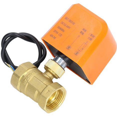 DN25 2-Wege-Kugelhahn, 2-adrig, elektrisch, normalerweise geschlossen, Messing, Universal-Kugelhahn, DC 12–24 V (1/5)
